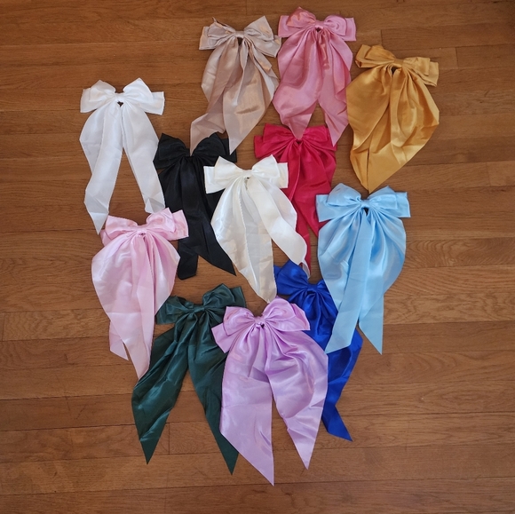 MM- Elegant Satin Hair Bows Set - Multicolor - Picture 1 of 3